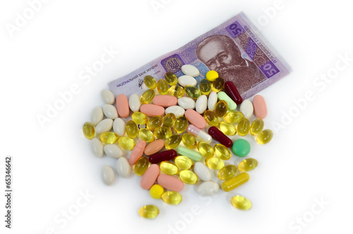 the paid medical drugs and money photo