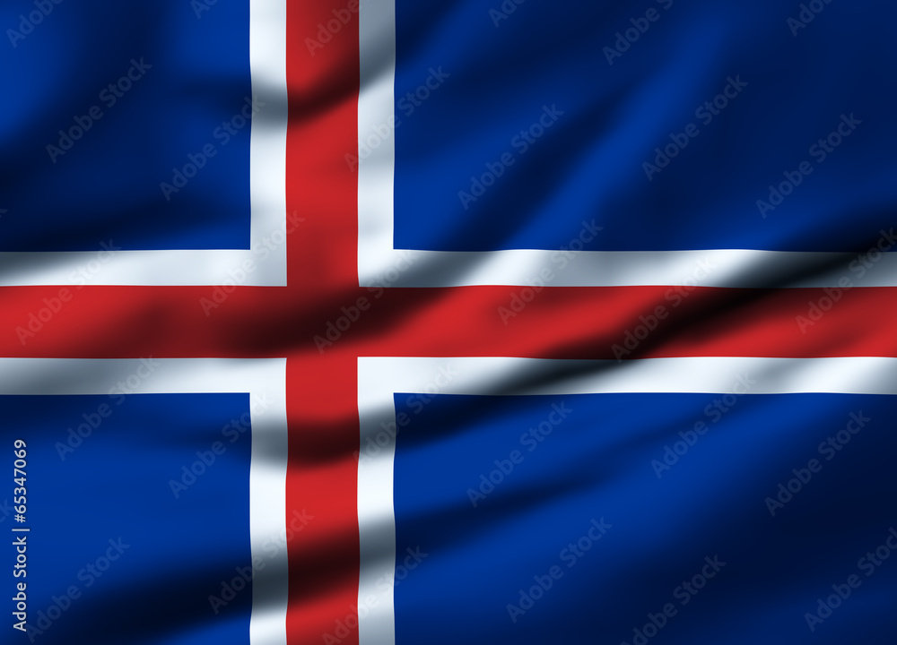 Obraz premium Waving flag, design 1 - Iceland