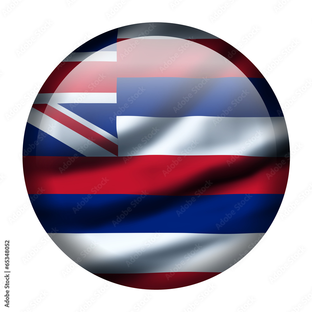 Illustration with waving flag button - Hawaii Illustration with waving flag button - Hawaii
