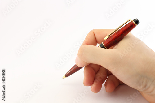 Hand writing with a sleek pen