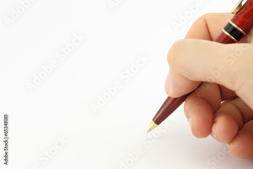 Hand writing with a pen