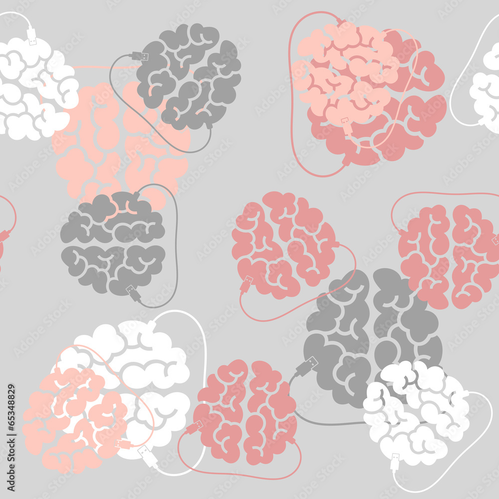 seamless background: brain, usb, plug seamless background: brain, usb, plug