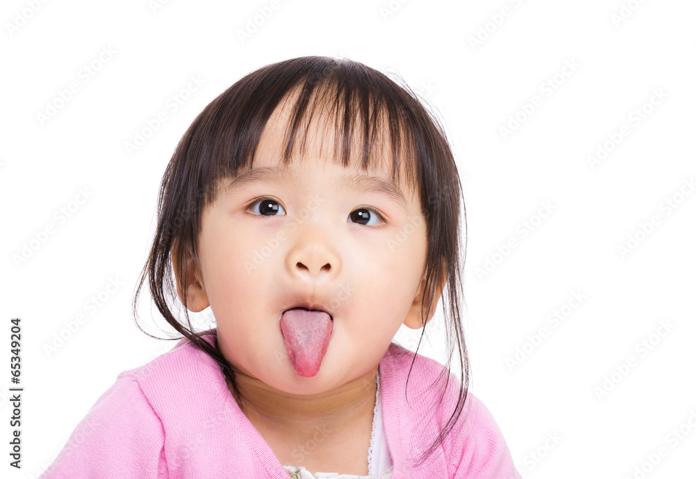 Asia little girl making faunny face