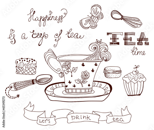 Tea time doodle background