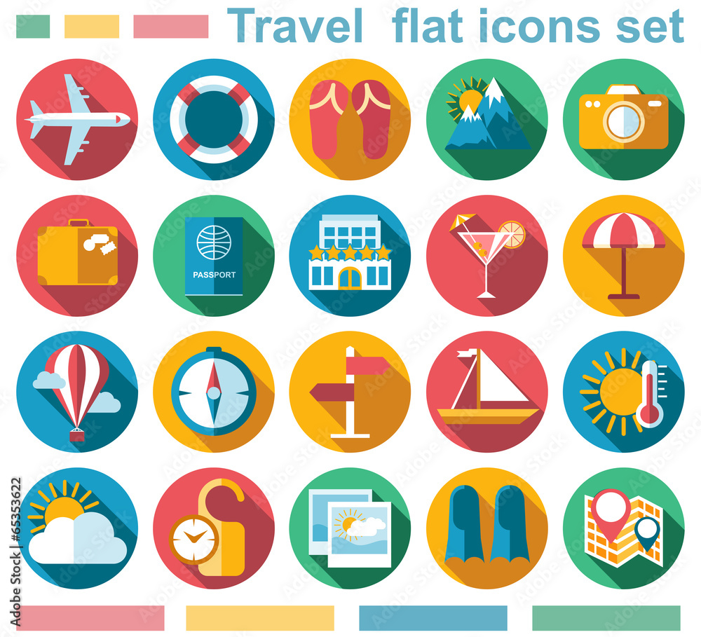 Travel flat icons set Travel flat icons set