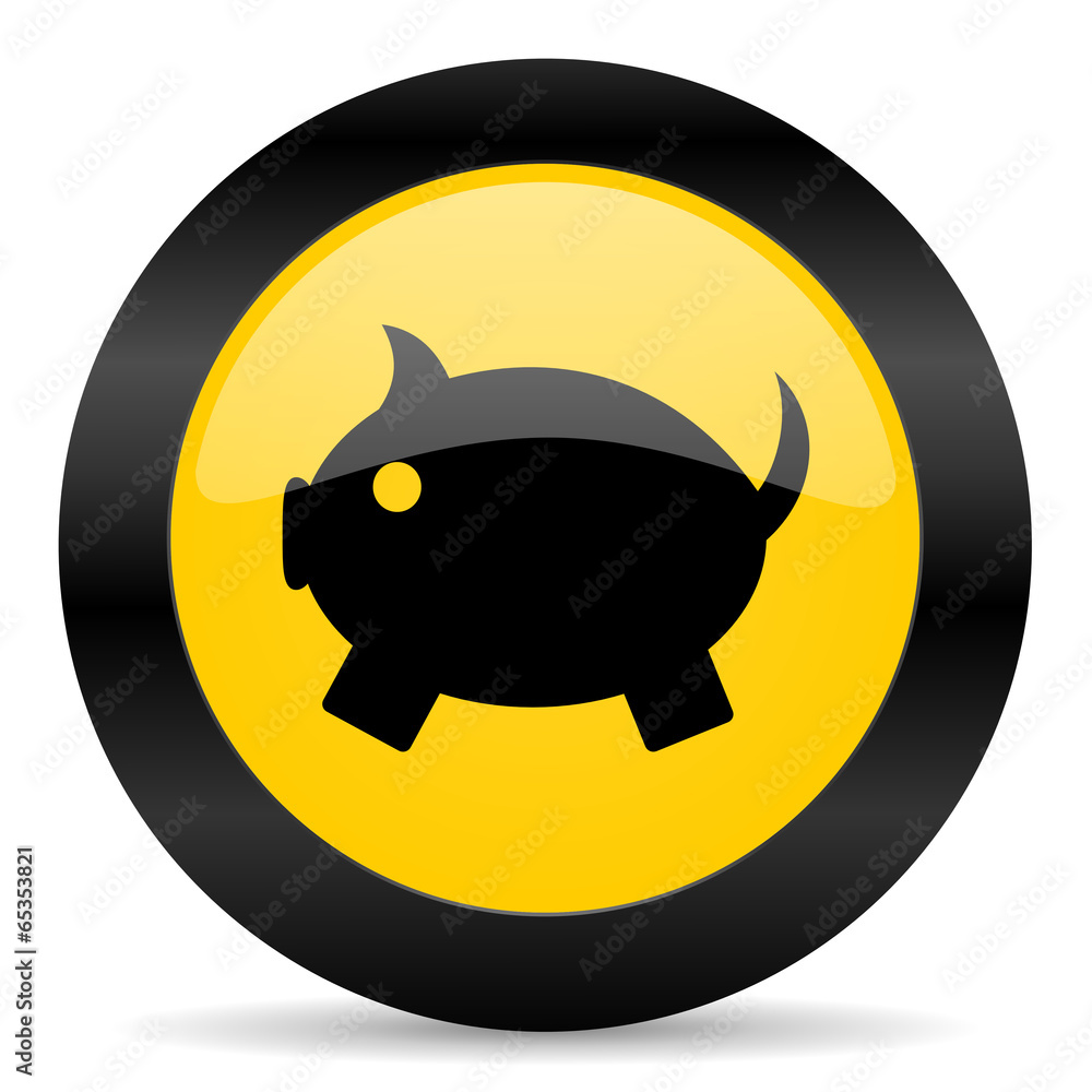 piggy bank black yellow web icon piggy bank black yellow web icon