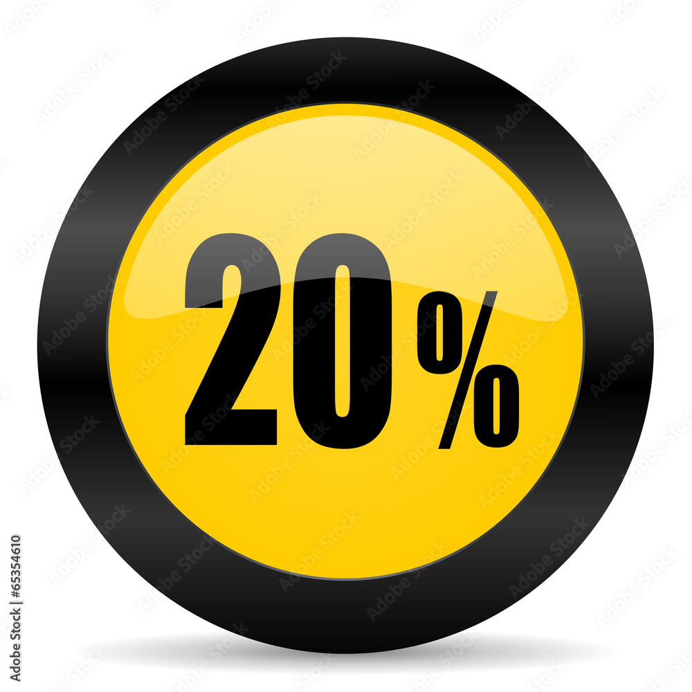 20 percent black yellow web icon