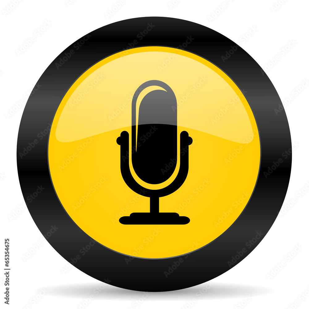 microphone black yellow web icon Stock Illustration | Adobe Stock