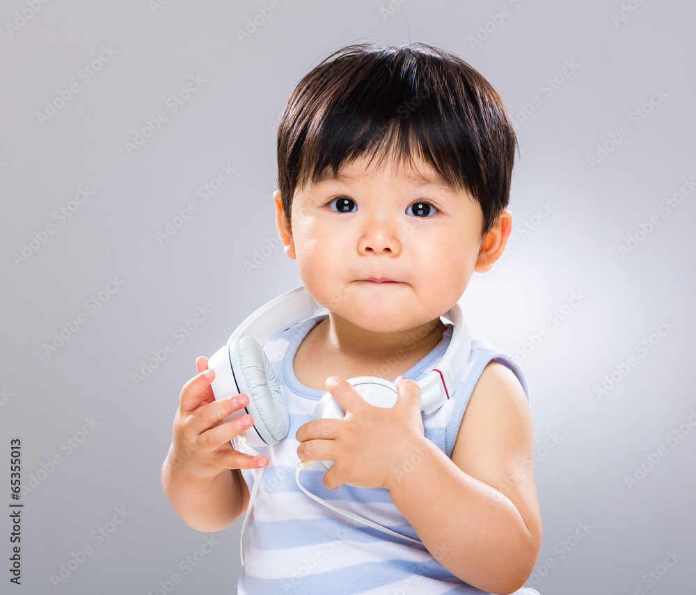Baby with headphone Baby with headphone