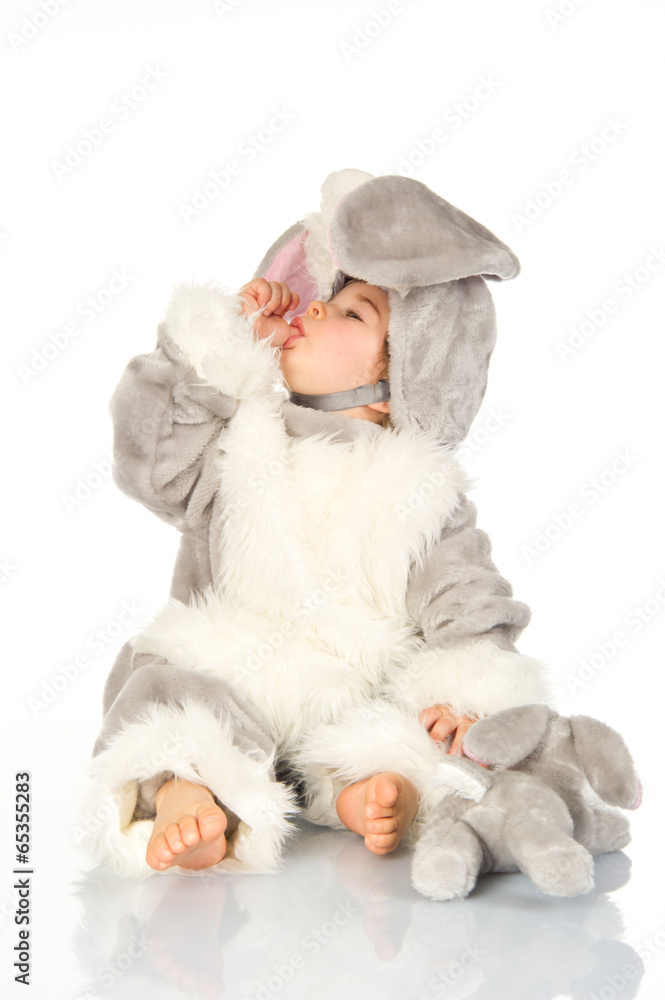 Obraz premium Cute baby wearing bunny costume