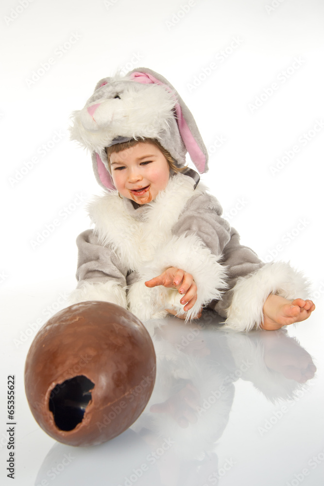 Little bunny with easter egg Little bunny with easter egg