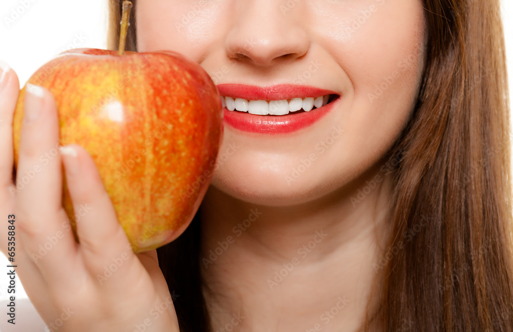 Diet. Girl offering apple seasonal fruit. Diet. Girl offering apple seasonal fruit.