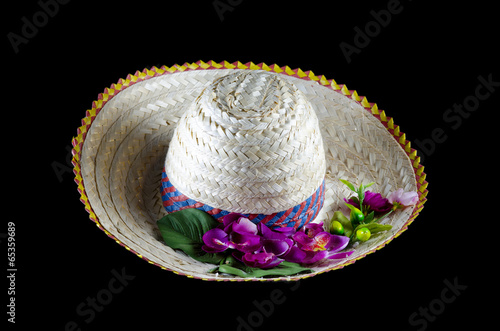beach hat and flower isolat...