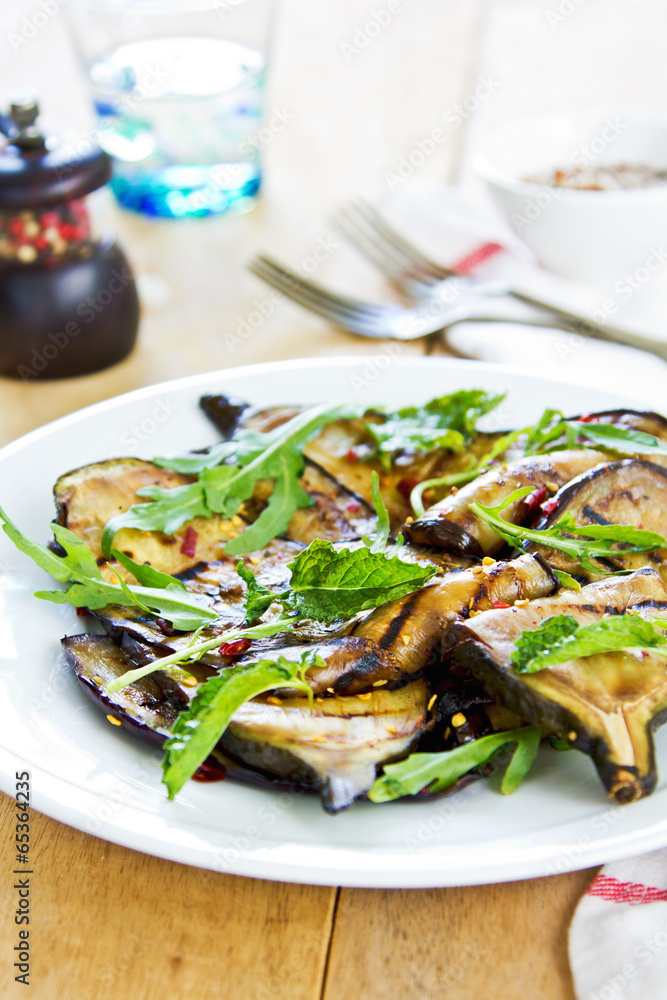 Grilled Aubergine salad with Rocket Grilled Aubergine salad with Rocket