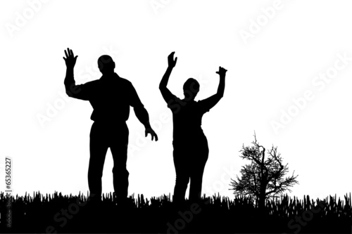 Vector silhouette of couple.