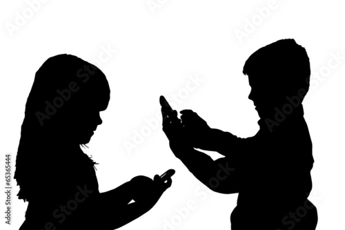Vector silhouette of children.
