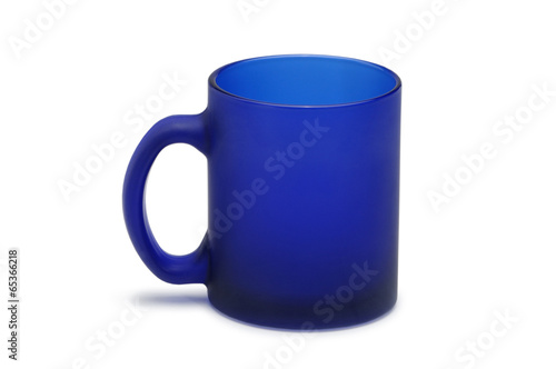 Matt blue glass mug isolated on white background