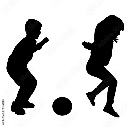 vector silhouette of children.