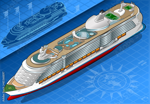 Isometric Cruise Ship in Front View