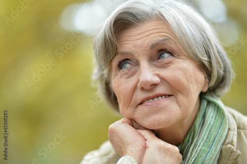 Cute elderly woman in the park