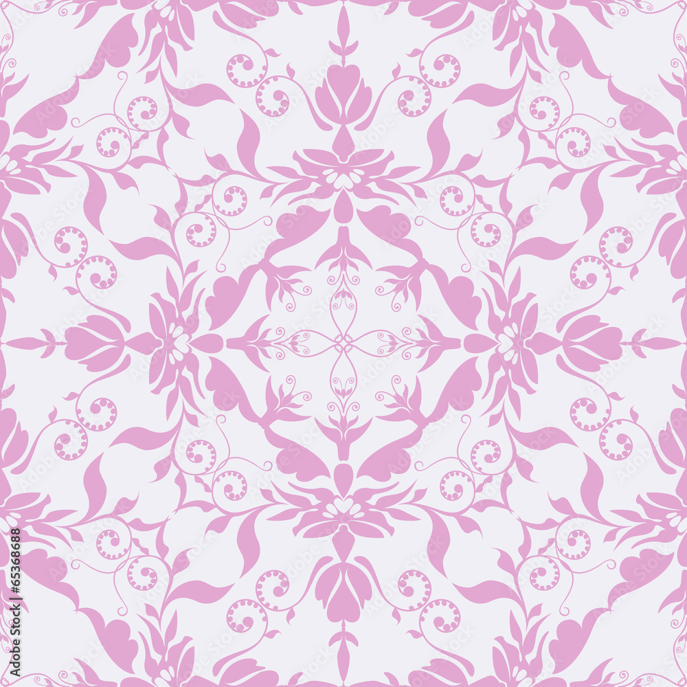 Seamless vector pattern tracery pink