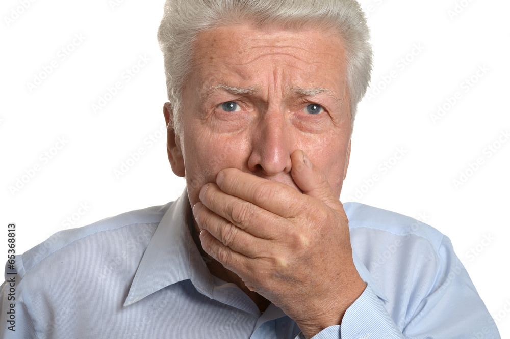 Scared senior man