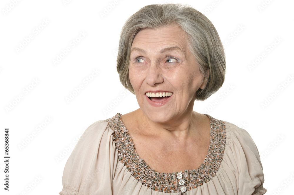 Emotional elderly woman Emotional elderly woman