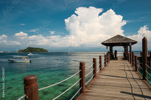 Jetty on Manukan island near Borneo. Sabah. Malaysia.