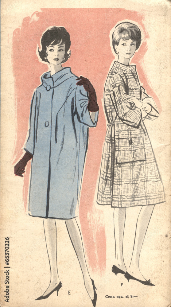 Poland, circa 1961: vintage fashion illustration