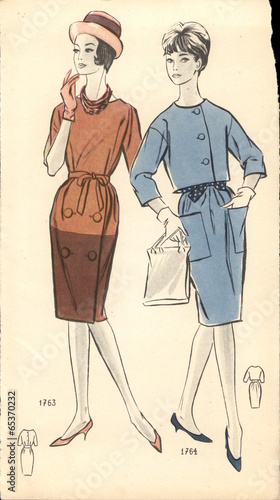 Poland, circa 1961: vintage fashion illustration