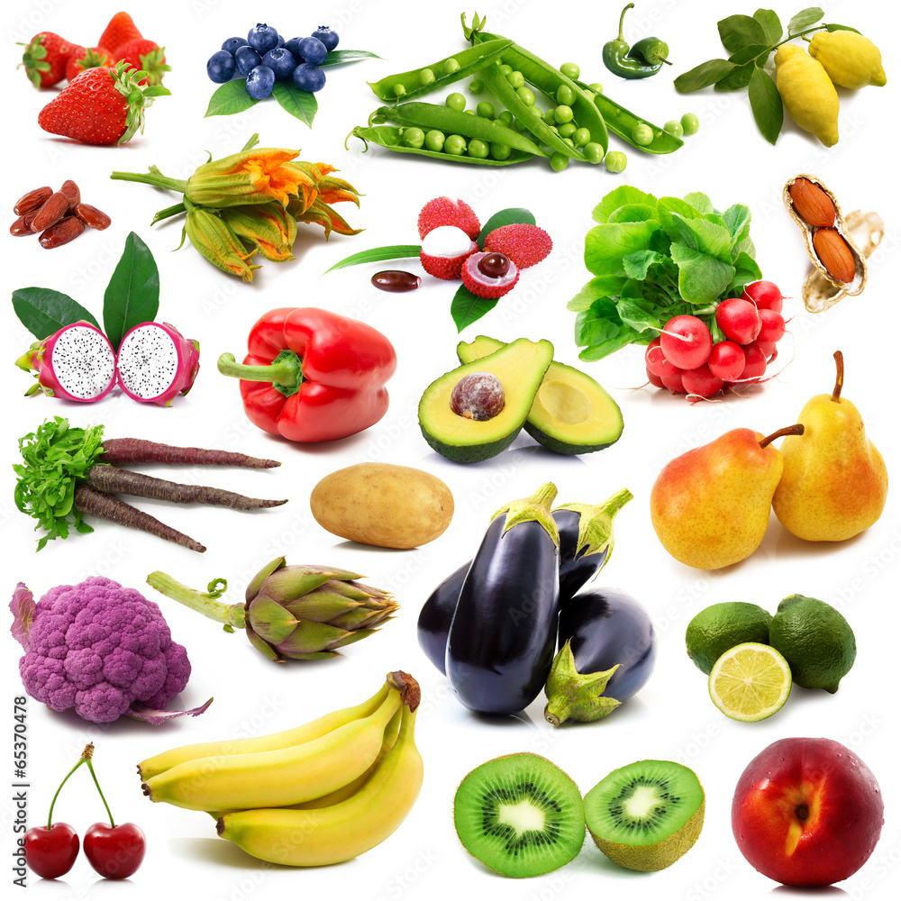 collage di frutta e verdura fresca Stock Photo