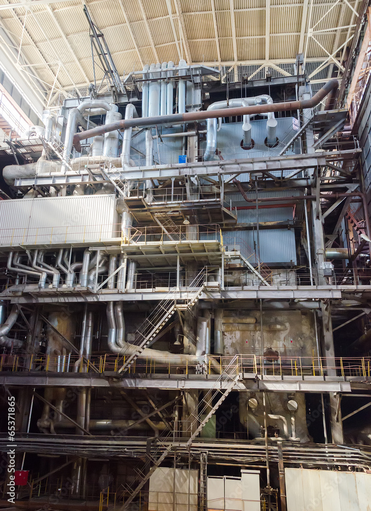 Industrial interior of old heat power plant. Industrial interior of old heat power plant.