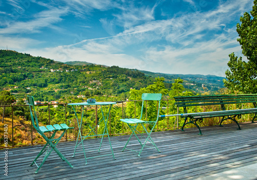 Garden with table with a vi...