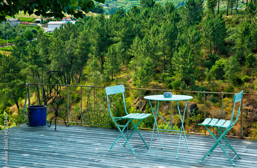 Garden with table with a vi...