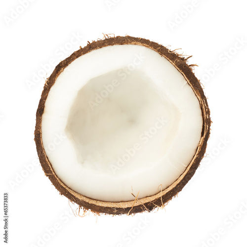 Coconut fruit cut in half