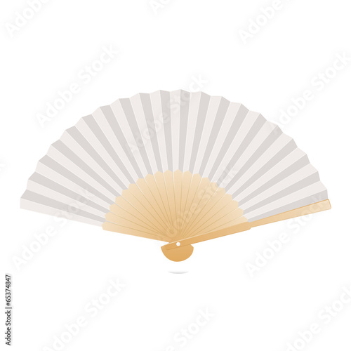 Japanese folding fan isolated on white background