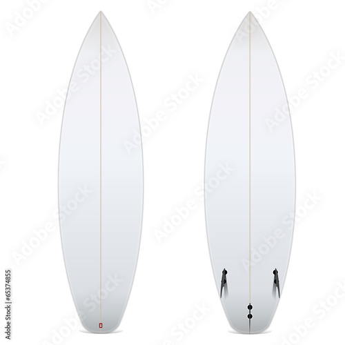 Two-sided blank surfboard isolated on white background