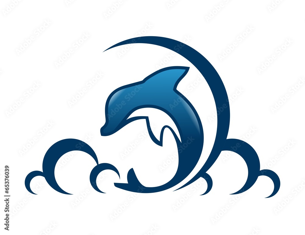 Obraz premium Dolphin logo symbol icon jump action