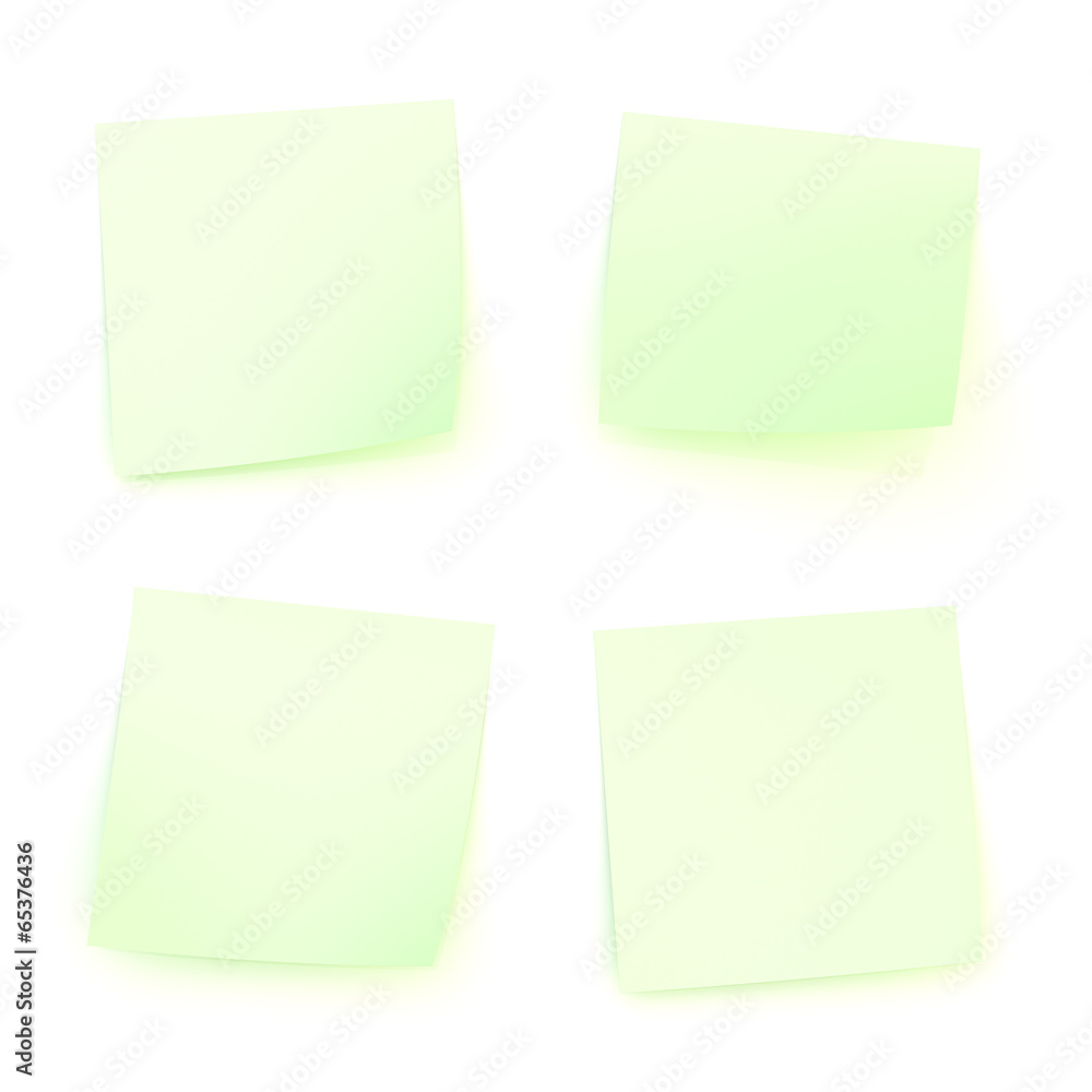 Four bent sticker paper notes