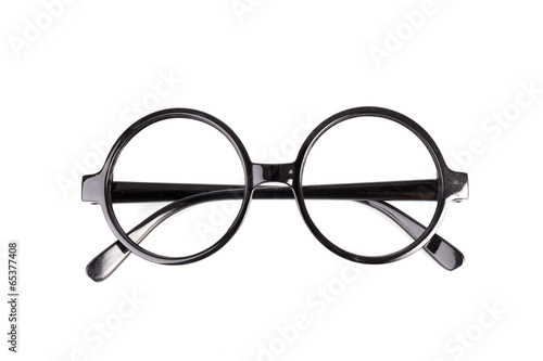 Eye Glasses black front view Isolated on White background