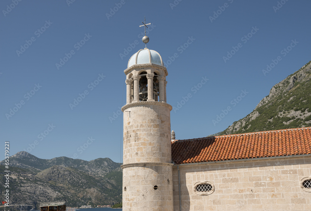 Our Lady of the Rocks Church on manmade islet, Montenegro.