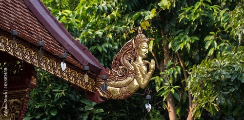 Ornate designed Thai roof at Wat Pra Sing  Chiang Rai  Thailand