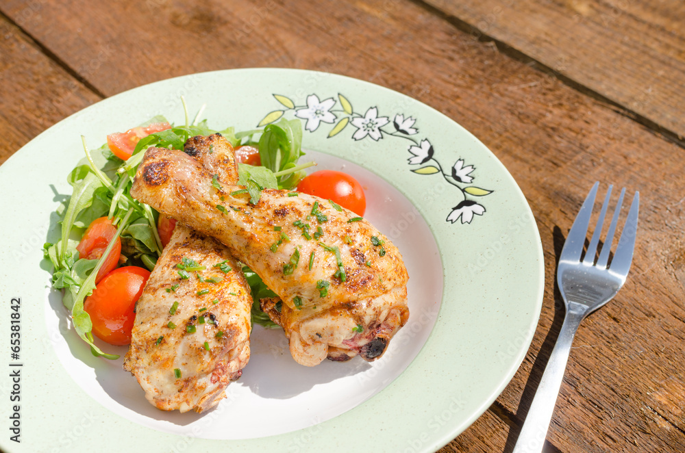 Grilled chicken drumstick with vegetable Grilled chicken drumstick with vegetable