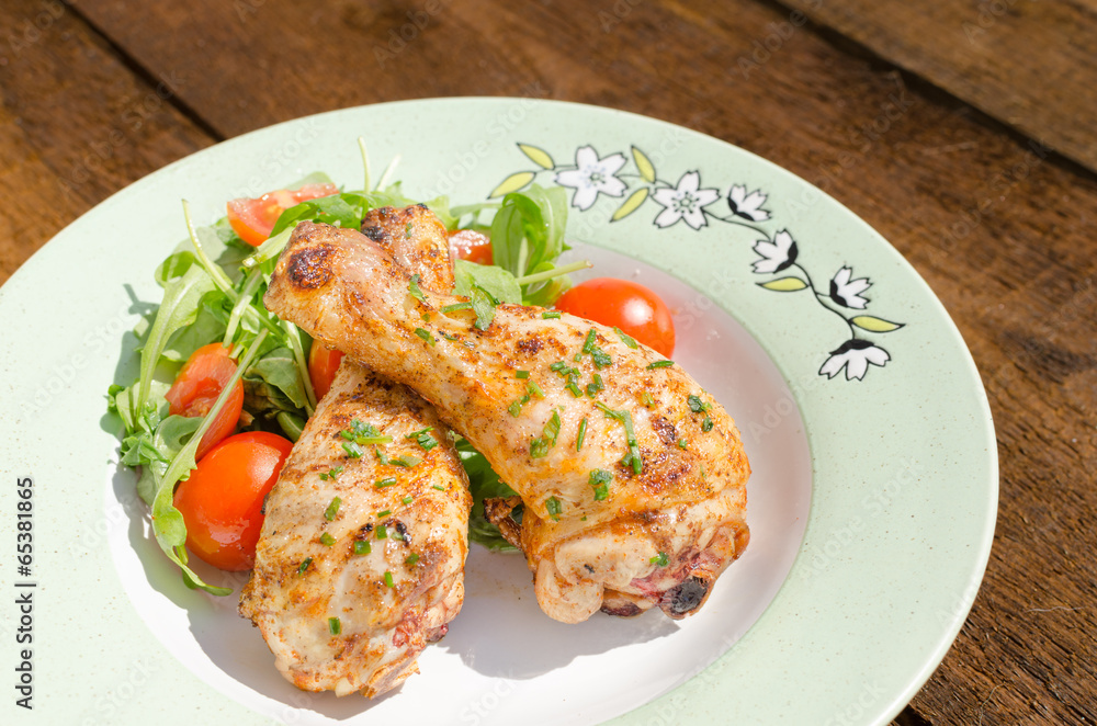 Grilled chicken drumstick with vegetable Grilled chicken drumstick with vegetable
