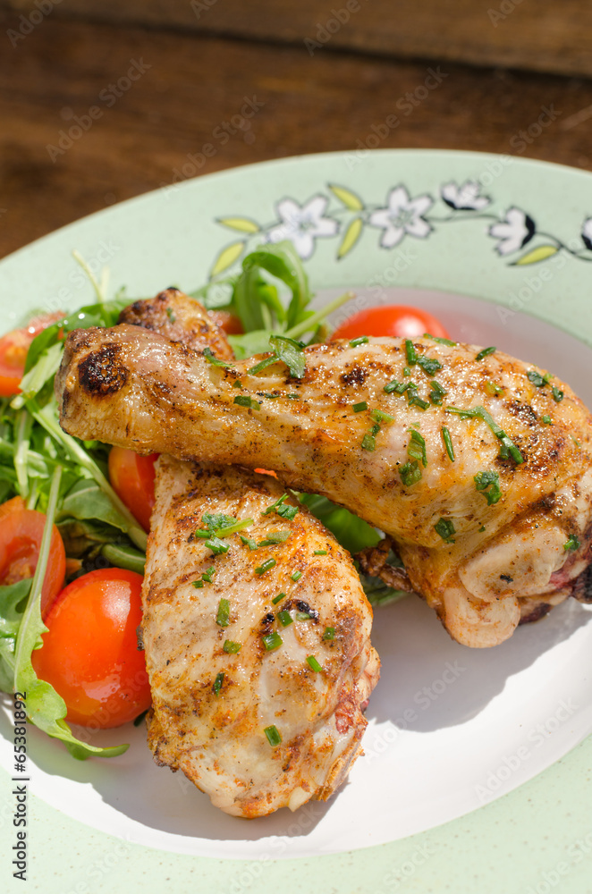 Grilled chicken drumstick with vegetable Grilled chicken drumstick with vegetable