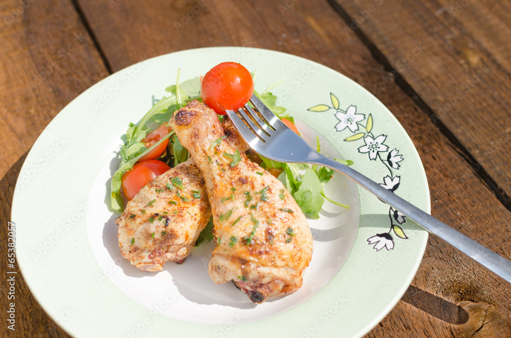 Grilled chicken drumstick with vegetable Grilled chicken drumstick with vegetable