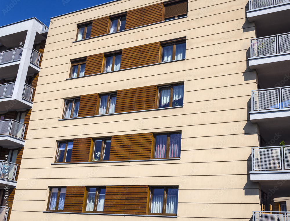 Modern apartment with wooden facade