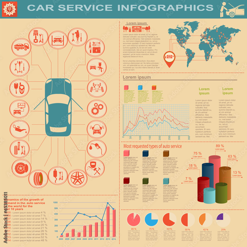 Car service, repair Infographics Car service, repair Infographics