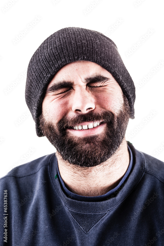 Bearded man cheering Bearded man cheering