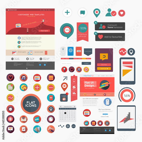 Large collection of flat web graphics